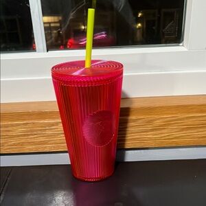 Vibrant Pink Party Tumbler with Straw